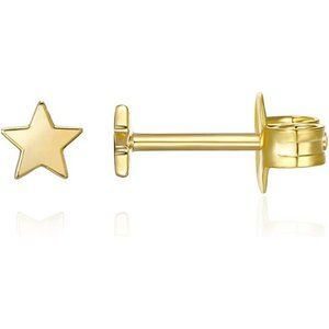 14K Gold Plated Sterling Silver Star Shaped Cute Dainty Earrings for Women